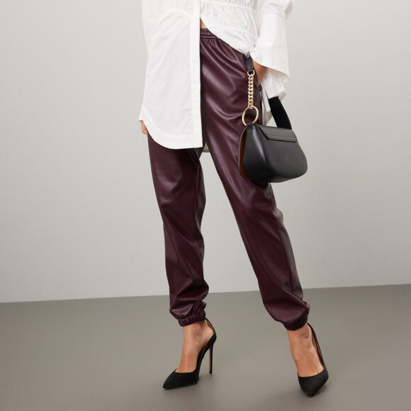 Purple Vegan Leather Joggers - Picture 1 of 5